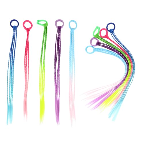WOFASHPURET 10 Stück Teiliges Bunte Mädchen Haarverlängerungen Leichte Geflochtene Ponytail Extensions Hautfreundlich Wiederverwendbar Modischer Haarschmuck für Partys und Alltag von WOFASHPURET