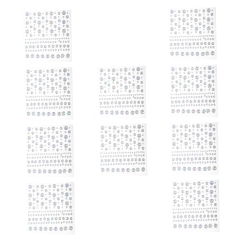 WOFASHPURET 10blätter Selbstklebende Strass-aufkleber Für Gesicht Flache Rückseite Strasssteine Make-up-strass-aufkleber Für Make-up Diy von WOFASHPURET