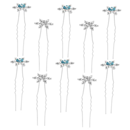 WOFASHPURET 10stücke Schneeflocken-haarspange Aus Metall Mit Strass U-förmige Haargabeln Für Damen Braut-haarschmuck Design Passend Für Hochzeit Und Besondere Anlässe von WOFASHPURET