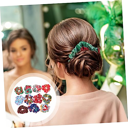 WOFASHPURET 11 Stück Weihnachtliche Haargummis Damen Teiliges Flanell Haarschleifen Elastische Haarring Schmuck für Winterfest Einfache Frisuren Festliche Haarschmuck von WOFASHPURET