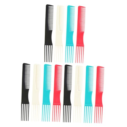 WOFASHPURET 12 Stück Friseur Kämme Zwei Seitig Kunststoff Haarschneidekämme für Damen Haarstyling Toupierkämme von WOFASHPURET