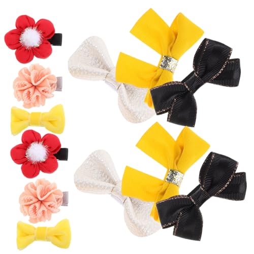 WOFASHPURET 12 Stück Teiliges Haarklammern für Mädchen Langlebige Metall und Stoff Haarspangen mit Bunten Blumen und Schleifendetails Sichere und Vielseitige Haarschmuck für Junge Mädchen für von WOFASHPURET