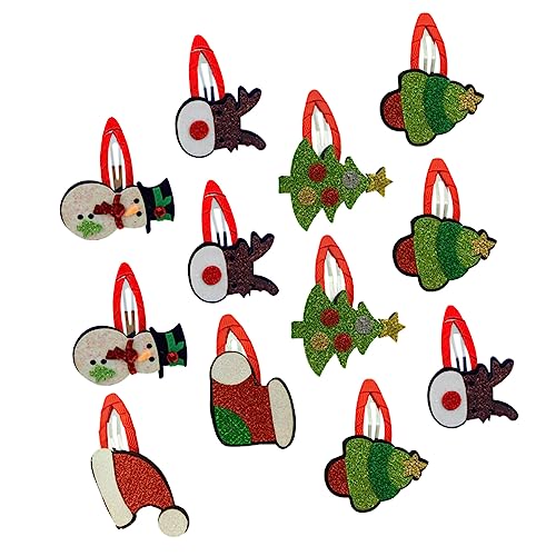 WOFASHPURET 12 Stück Teiliges Weihnachts Haarschmuck mit Rentier und Schneemann Motiven Dicke Fadensichere Haarklammern Umweltfreundlich Lackiert Komfortabel für Mädchen für Party und von WOFASHPURET