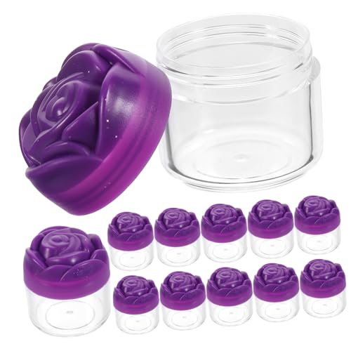 WOFASHPURET 12st Flaschen Probegläser Für Sahne Lotionsbehälter Für Frauen Cremetiegel Aus Kunststoff Leere Make-up-probenbehälter Unterbehälter Aus Glas Spender Plastik Rose Reisen Violett von WOFASHPURET