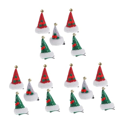 WOFASHPURET 15 Teiliges Haarschmuck Weihnachtsmütze Pailletten Haarspangen Rot Grün Silber Festliche Haarclips für Mädchen Weihnachten Deko Accessoires von WOFASHPURET