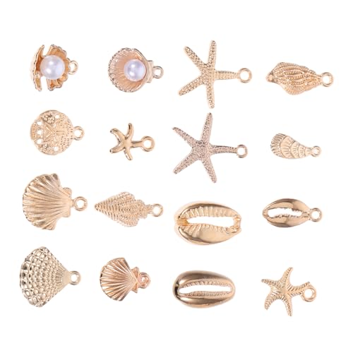 WOFASHPURET 16 Stück Teiliges Schmuckanhänger Langlebiger Legierung Leichte Meeresmuschel und Charms für Damen für Diy Armbänder Halsketten Urlaub und Alltagsschmuck von WOFASHPURET