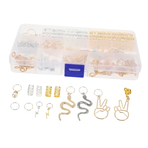 WOFASHPURET 173 Stück Perücken Schmuck Set Dreadlocks Bands Haarpflegezubehör Geflochtener Haarring Haargebiete Accessoires Haarflechtschmuck Haarmanschetten Flechten Accessoires Golden Metall von WOFASHPURET