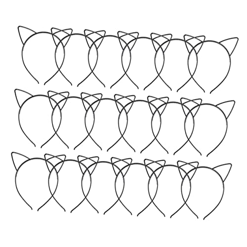 WOFASHPURET 18 Stück Teiliges Schwarzes Katzenohren Haarreif Leichtes Komfortables Halloween Cosplay Zubehör mit Glatter Oberfläche und Rutschfesten Zähnen für Katzenparty und Kostümfest von WOFASHPURET