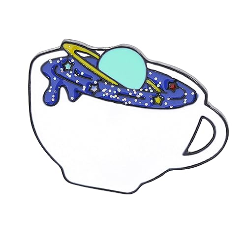 WOFASHPURET 1stück Kreative Weißer Kaffee Tasse Form Anstecker Cartoon Planet Universum Brosche Für Kleidung Taschen Jacken Modisches Accessoire Für Männer Und Frauen von WOFASHPURET