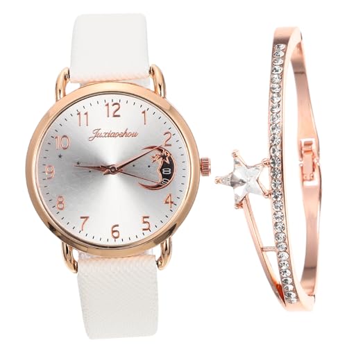 WOFASHPURET 1Satz Stylische Damen Armbanduhr Mit Mondmotiv Passendem Armband Analog Uhr Für Freizeit Besondere Anlässe Elegantes Design Langlebiges Material WOFASHPURET 1Satz Stylische Damen Armbanduhr Mit Mondmotiv Passendem Armband Analog Uhr Für Freizeit Besondere Anlässe Elegantes Design Langlebiges Material von WOFASHPURET