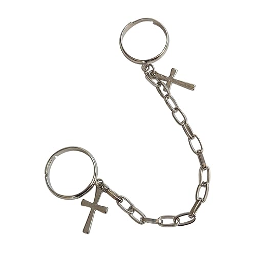 WOFASHPURET 1Stück Einzigartiger Doppelfinger Ring Hochwertigem Material Punk Inspiriertes Fingerschmuck mit Kettenstruktur für Außergewöhnlichen von WOFASHPURET