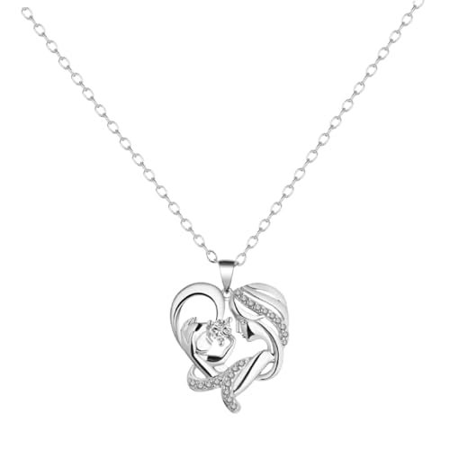 WOFASHPURET 1Stück Herzförmiger Halskettenanhänger für Damen Stilvoller Schmuck für Besondere Anlässe Eleganter Perfektes Muttertag Modischer Zeitloser Look Langlebig von WOFASHPURET