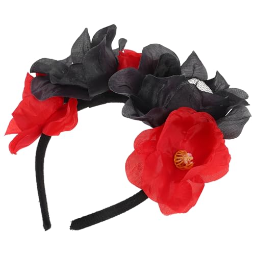 WOFASHPURET 1stück Halloween Skull Hair Band Mit Simulation Blumen Für Partys Stilvolles Und Bequemes Accessoire Für Halloween-feiern Vielseitig Einsetzbar von WOFASHPURET