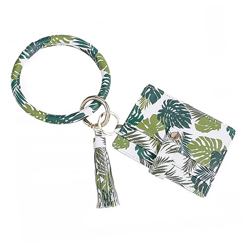 WOFASHPURET 1stück Modische Pu Leder Münztasche Mit Schlüsselanhänger Praktisches Kartenetui Für Damen Langlebiges Design Mit Stilvollem Blattmuster Für Aufbewahrung Von Karten Und von WOFASHPURET