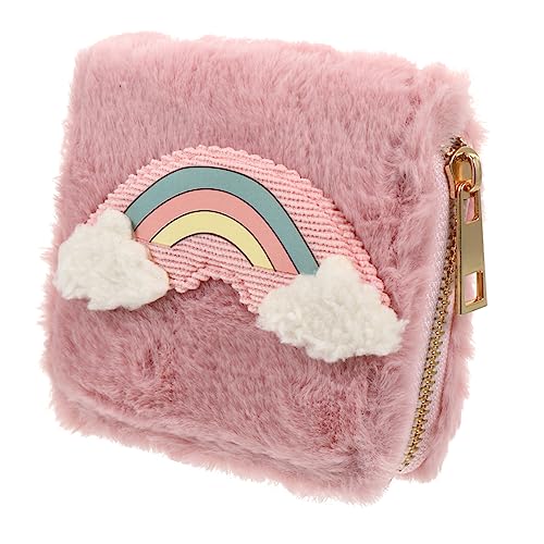 WOFASHPURET 1stück Plüsch Geldbörse Für Damen Tragbare Kleine Handtasche Mit Reißverschluss Regenbogen Design Für Schule Und Alltag Langlebig Und Nutzung von WOFASHPURET