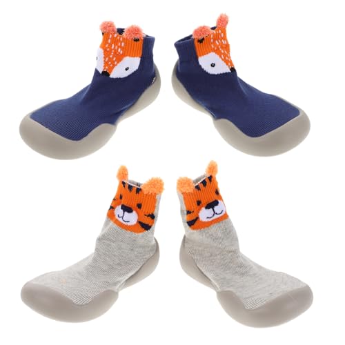 WOFASHPURET 2 Paare Babyschuhe Weiche Lauflernschuhe mit Rutschfester Sohle Atmungsaktive Unisex Krabbelsocken für Kleinkinder Innen und Außen Ganzjährig Leicht Anzuziehen und von WOFASHPURET