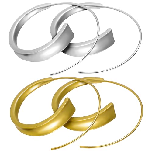 WOFASHPURET 2 Paare Kleine Damen Creolen Ohrringe in Gold und Silber Einfache Ohrstecker aus Langlebiger Legierung Stilvoller Schmuck für Alltag und Besondere Anlässe von WOFASHPURET
