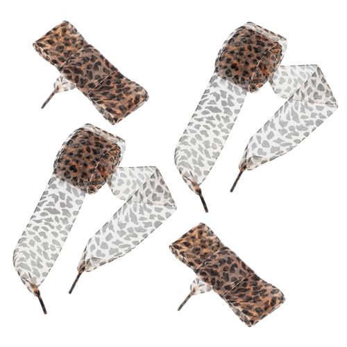 WOFASHPURET 2 Paare Leopard Print Schnürsenkel Breit Flach Strapazierfähiges Polyester für Sneaker Damen Herren Schuhbänder für Sicheren Halt und Stylisches Design von WOFASHPURET