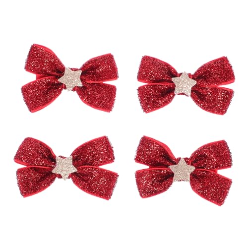 WOFASHPURET 2 Paare Weihnachtliche Haargummis für Mädchen Elastische Ponytail Halter Schleifen in Rot Weihnachtlicher Haarschmuck für Weicher Haargummi für Festliche Partys und Alltag von WOFASHPURET