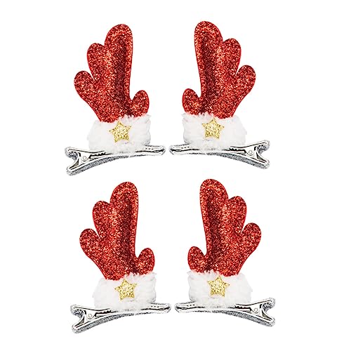 WOFASHPURET 2 Paare Weihnachtliche Haarschmuck Teilig Mädchen Rentier Geweih Haarspangen Party Deko Festliche Haarclips für Weihnachten und Feierlichkeiten von WOFASHPURET
