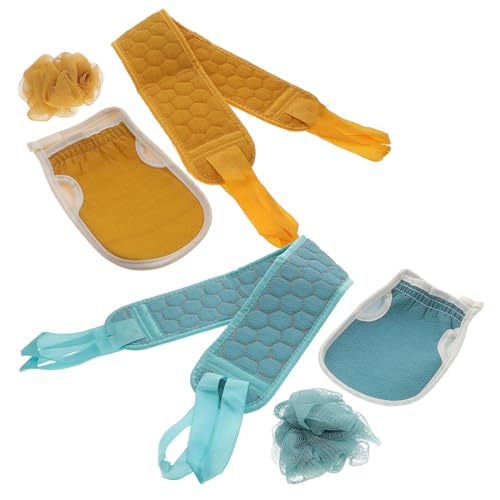 WOFASHPURET 2 Sätze Badehandtücher mit Weichen Peeling Handschuhen und Langem Rückenwaschlappen Komfortabel Langlebig Hautfreundlich für Sanfte Körperreinigung und Effektives Peeling Zuhause von WOFASHPURET