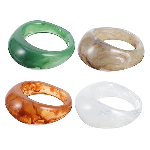 WOFASHPURET 2 Sätze Harzring Fingerschmuck Fingerringe Fidget Gold Stapelringe Herrenringe Ringschmuck Der Ring Ringe Für Mädchen Fingerdekoration Modering Vintage Ring 4 Stücke * 2 von WOFASHPURET