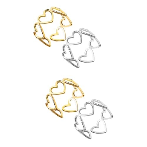 WOFASHPURET 2 Sätze Offener Liebesring Für Damen Schlichtes Design Hohl Von Herz Zu Herz Vergoldet Temperament Zeigefingerring 2 Stück 1 Set Ringe Verlobungsgeschenke Für 2 Stück * 2 von WOFASHPURET