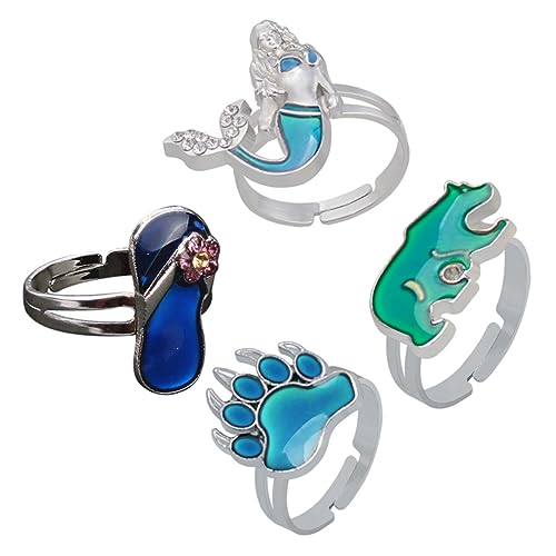 WOFASHPURET 2 Sätze Ring Merksam Handystativ Schmuck Set Jewelry Set Geschenkidee Schmuckset Stimmungsempfindlicher Schmuck Frauen Klingen Damenschmuck Legierung 4 Stücke * 2 von WOFASHPURET