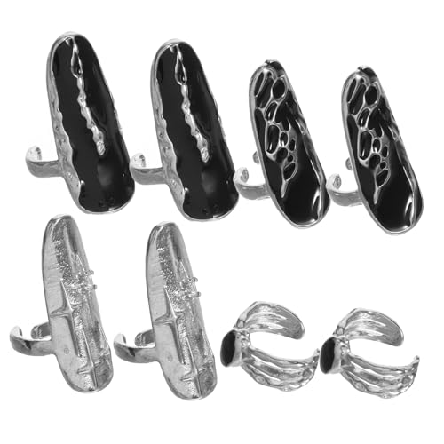 WOFASHPURET 2 Satz Retro Fingernagel Ringe Für Frauen Verstellbare Fingernagel Dekoration Zinklegierung Unregelmäßiges Muster Punk Nagelkunst Zubehör von WOFASHPURET
