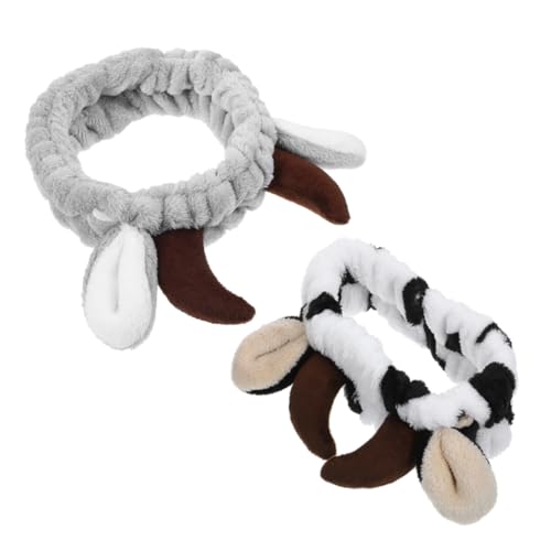 WOFASHPURET 2stücke Flauschige Weihnachts-elch-haarbänder Dehnbare Stirnbänder Mit Hörnern Kosmetische Stirnbänder Für Hautpflege Und Make-up von WOFASHPURET