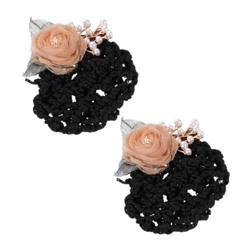 WOFASHPURET 2 Stk Netztasche mit Blumenkopf Haarnetze für Frauen Haar-Volumen-Clip stutzenhalter Klammer Mädchen Blumen Haarnetz Clip Haarnetze für Damen die Blumen oberer Clip Haarschmuck von WOFASHPURET