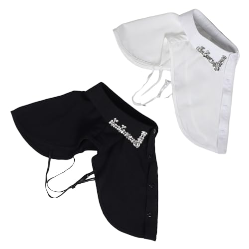 WOFASHPURET 2 Stück Abnehmbarer Fake Kragen Damen Halb Hemdkragen Elegant Vielseitig Bequemer Sitz Für Blusen Kleider Klassisch von WOFASHPURET