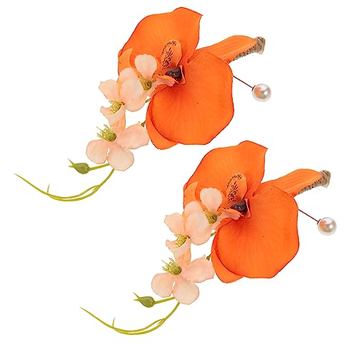 WOFASHPURET 2 Stück Ansteckbrosche Hochzeit Blumen- Rosa Fälschung Bräute Brautjungfern Braut- Brautstrauß Blau Künstlich Junggesellin Braut Corsage Seidenblume Orange von WOFASHPURET