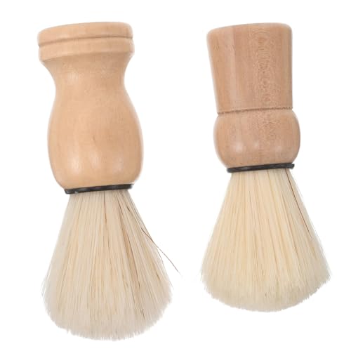 WOFASHPURET 2 Stück Bartbürste Bürstenhaar Rasierpinsel Für Männer Bartschrubber Reise Haarbürste Kleine Haarbürste Tragbare Haarbürste Rasierpinsel Werkzeug Hellbraunes Holz von WOFASHPURET
