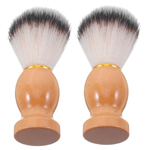 WOFASHPURET 2 Stück Bartbürste Rasierbürste Bürste für Bart Bartbürste rasieren Herren Rasierpinsel Luxus-Rasierpinsel weiche Borstenhaarpinsel Bartpflegeset Barthaarbürste hölzern Khaki von WOFASHPURET