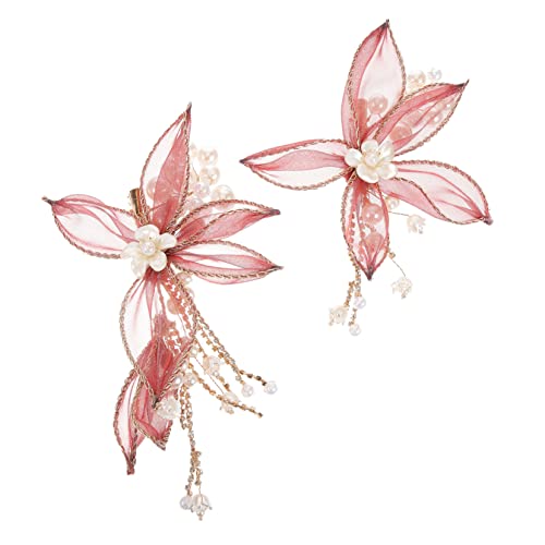 WOFASHPURET 2 Stück Blumen Haarclips für Damen Set mit Zarten Quasten Leichte Haarklammern Haaraccessoires für Mädchen Geeignet für Hochzeit Party und Alltag Schmerzfrei und Schonend von WOFASHPURET