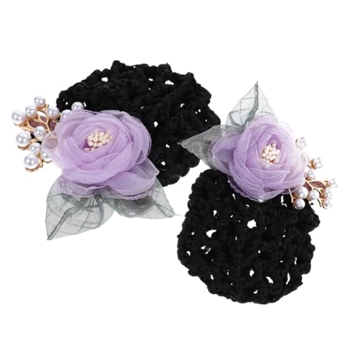 WOFASHPURET 2 Stück Blumennetz Haarnetz Haarklammer Damen Minimalistisches Netzhaar Accessoire mit Blüten Vielseitiger Haarnetz Schutz für Dutt Eleganter Haarclip für Stilvolle Frisuren von WOFASHPURET