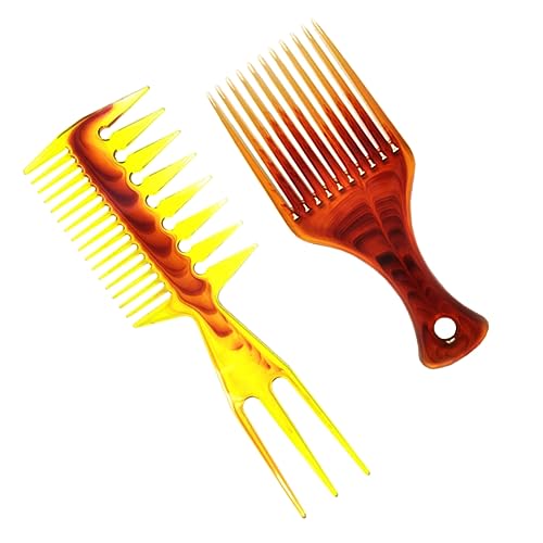 WOFASHPURET 2 Stück Breiter Zahnkamm Antistatischer Haarkamm für Männer Styling Zubehör für Einfaches Frisieren zur Kopfhaut für Dickes und Langes Haar von WOFASHPURET