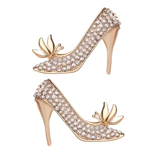 WOFASHPURET 2 Stück Broschen High Heels Form mit Funkelnden Strasssteinen Schmucknadeln Robustem Vielseitige Anstecknadeln für Damenkleidung und Taschen Eleganter Modeschmuck von WOFASHPURET