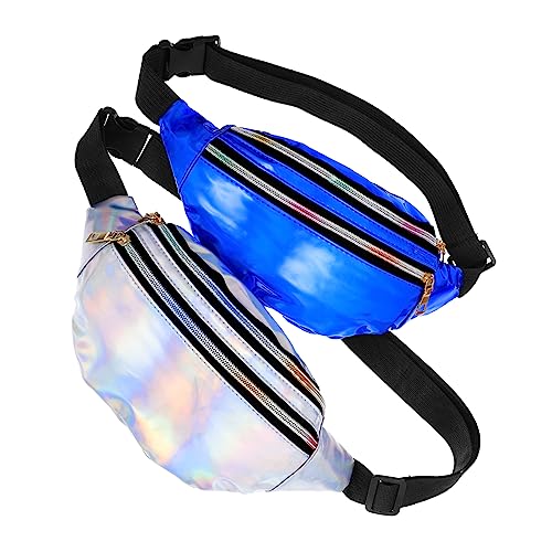 WOFASHPURET 2stücke Holografische Bauchtaschen Mit Verstellbarem Gürtel Retro Fanny Packs Für Damen Und Herren Für Reisen Festivals Und Outdoor-aktivitäten von WOFASHPURET