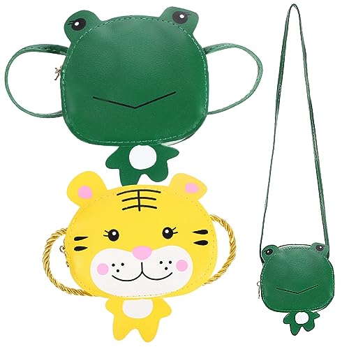WOFASHPURET 2stücke Mädchen Cartoon Umhängetaschen Design Frosch Und Tiger Schultertasche Kleine Geldbörsen Für Mädchen Für Ausflüge Und Freizeitaktivitäten von WOFASHPURET
