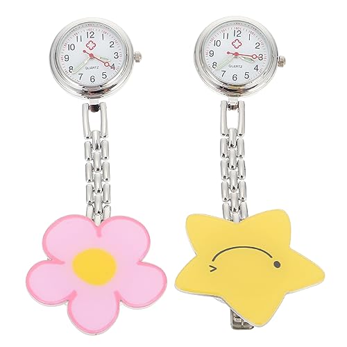 WOFASHPURET 2stücke Leuchtende Hängende Uhren Für Und Ärzte Clip Design Praktische Taschenuhr Mit Cartoon- Tragbar Und Leicht Für Alltag von WOFASHPURET