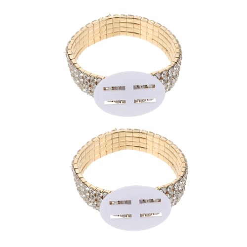 WOFASHPURET 2 Stück DIY Corsage Wristlet Band mit Elastischem Goldfarbenem Strassarmband Dehnbares Handgelenkband für Hochzeit Party Abschlussball und Brautdusche von WOFASHPURET