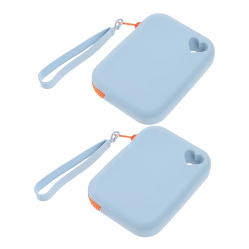 WOFASHPURET 2stücke Silikon-münzbeutel Tragbar Für Kleine Kosmetiktasche Ohrhörerhüllen Organizer Reisen Büro Zuhause Blau von WOFASHPURET