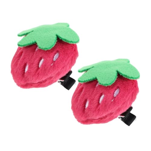 WOFASHPURET 2 Stück Erdbeer-Haars Plüschhaarclip Erdbeer-Accessoires Damen Erdbeer Haarschmuck Erdbeerkrallenclip Fruchthaarklammern Haarzubehör Haarspange für Frauen Tuch Rosa von WOFASHPURET