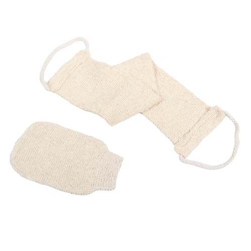 WOFASHPURET 2 Stück Exfolierende Duschhandschuhe Set Naturbelassene Back Scrubber mit Körperpeeling für Männer und Beige für Zuhause und Unterwegs von WOFASHPURET