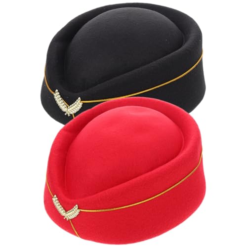 WOFASHPURET 2 Stück Flugbegleiter Baskenmütze Stewardess Kostüm Hut Requisite Hut Requisiten Stewardess Hut Requisite Cosplay Stewardess Hut Flugbegleiter Kostüm Stewardess Cosplay von WOFASHPURET