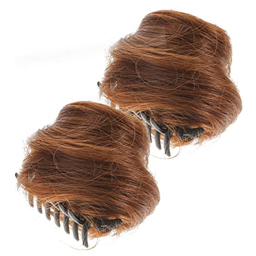 WOFASHPURET 2 Stück Gefälschte Katzenohren Fleischbällchenkopf Kralle Gefälschte Haarknoten Haar Katzenohren Frauen Clip Gefälschter Dutt Faux Unordentlicher Haarknoten von WOFASHPURET