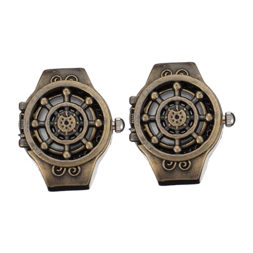 WOFASHPURET 2 Stück Geisterkopf-Ringuhr Retro Armbanduhr Vintage Watch Craftsmanship Watch Männer Schmuck Uhr mit Wecker achten Sie auf schicke Uhr Zinklegierung von WOFASHPURET