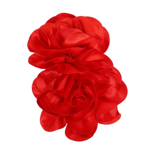 WOFASHPURET 2 Stück Große Handgefertigte Blumenbrosche Satin Anstecknadel für Damen Hochzeit Party Stoffblume Modisches Accessoire für Mantel Schal Tasche von WOFASHPURET